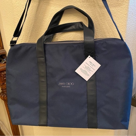 NWT~JIMMY CHOO Parfums Navy Large Weekend Bag 13-1/2”x24” - Picture 2 of 8